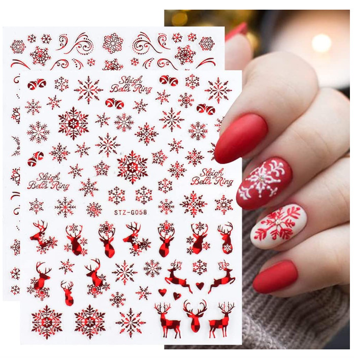 New Year Christmas 3D Reindeer Horn Santa Claus Snowflake Red Self-Adhesive NH21