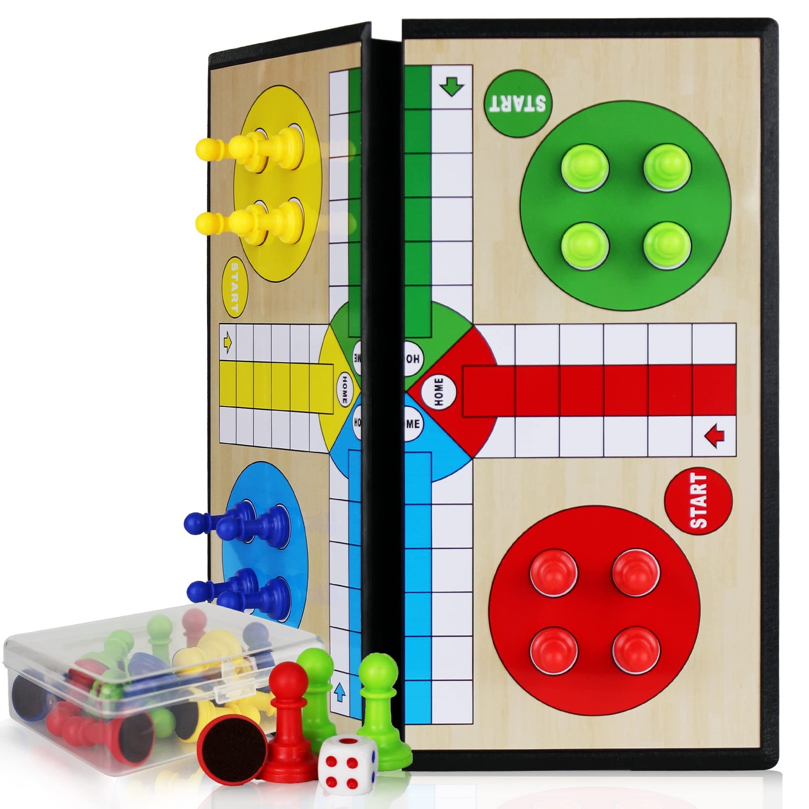 KIDAMI Ludo Magnetic Board Game Set, Children’s 11.2 inches, Brown” Or “Black