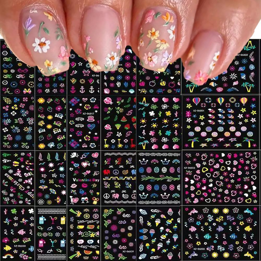 8 Sheets Valentine’S Day Nail Art Stickers Heart Nail Supplies 3D Self-Adhesive