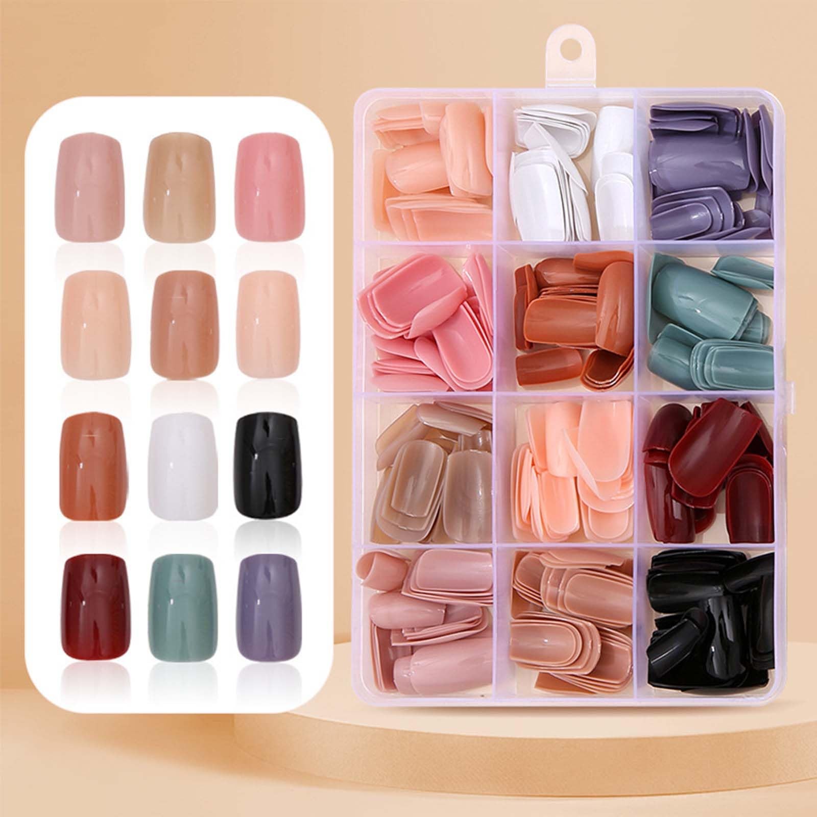288Pcs Square Press on Nails Medium Fake Solid Medium, A006