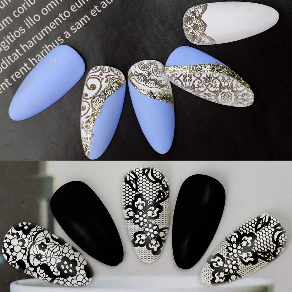 5 Placas Para Estampar Unas + 1 Estampador + 1 Raspador Flor De Encaje Patro…