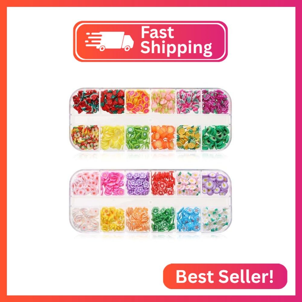 2 Boxes Fruit Slice Charms Polymer Clay Slice Crystal Mash Nail Art Slices Fruit