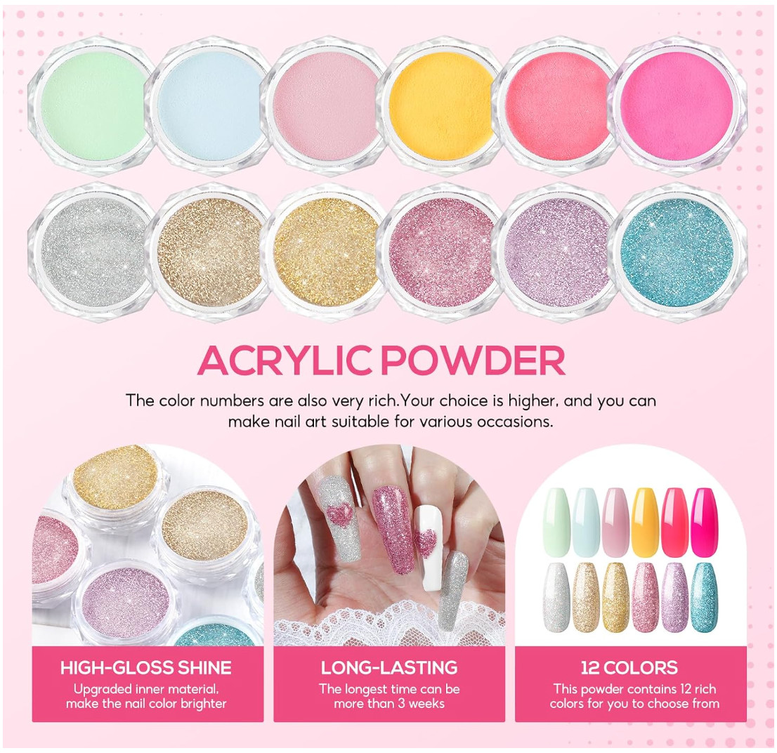 Acrylic Nail Kit for Beginners: Professional Acrylic Powder Set with Everything