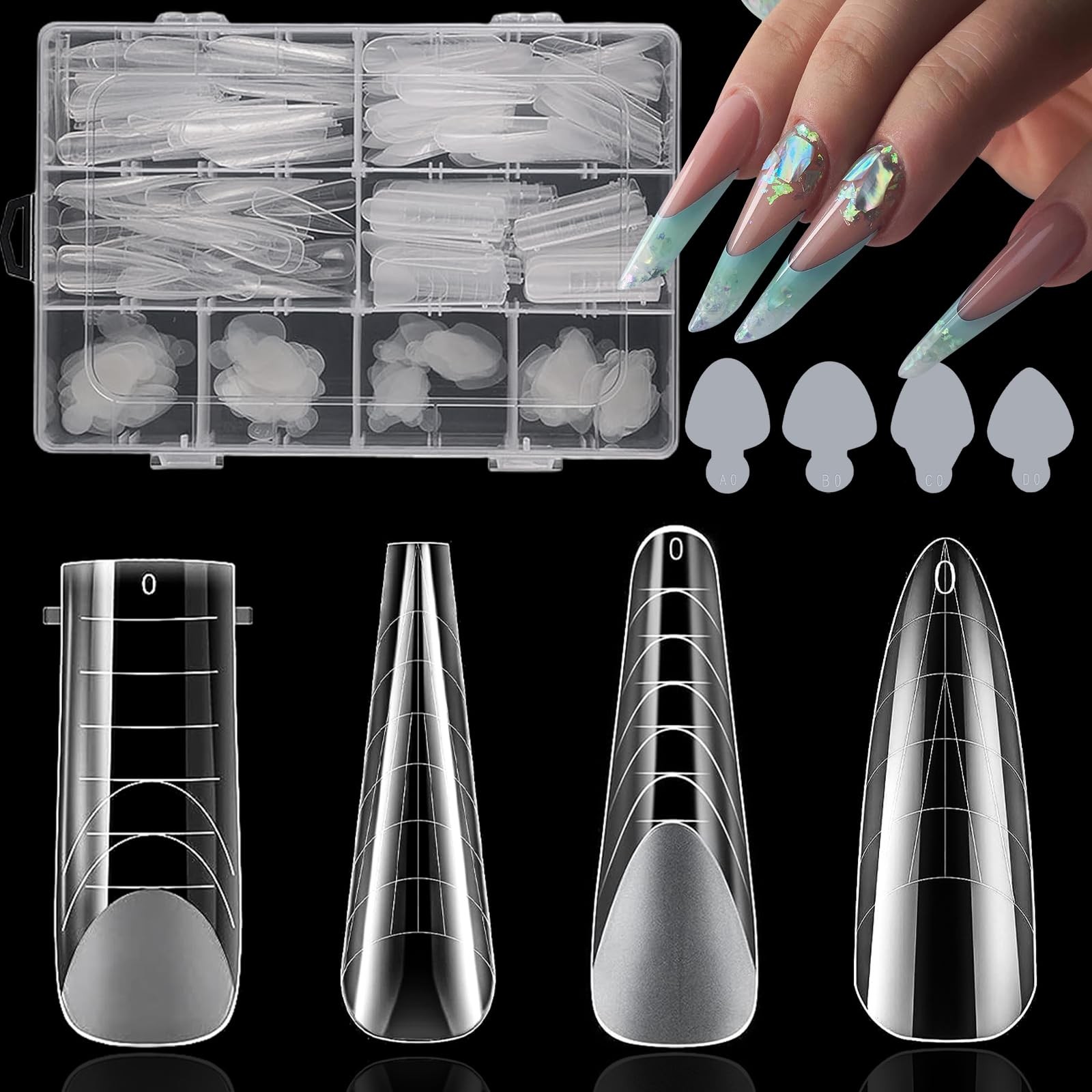288PCS Nail Dual Forms for French Nails, Dual Nail Forms Molds Acrylic Nail T…