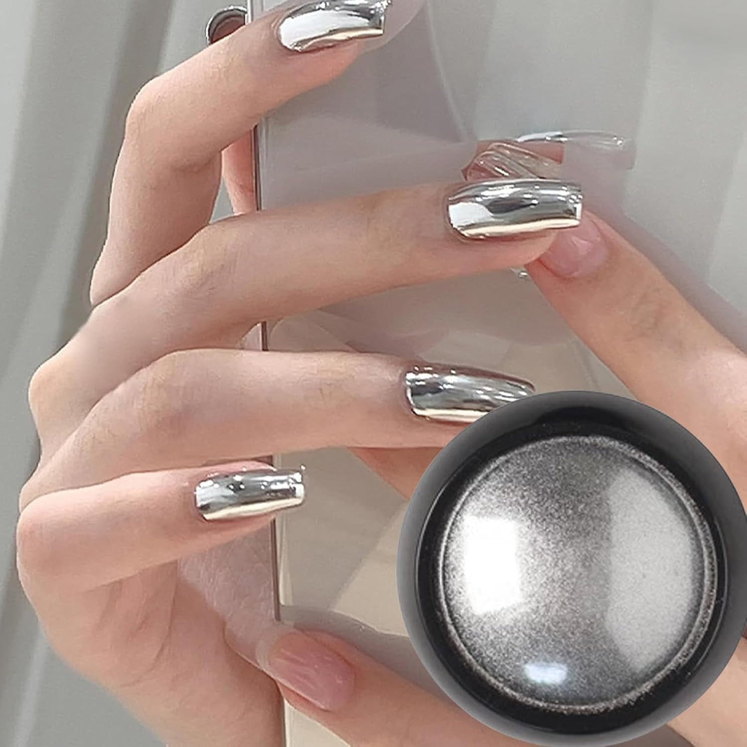 Holographic Mirror Nail Powders Chrome Silver Effect Pure Metallic Dust Sequins