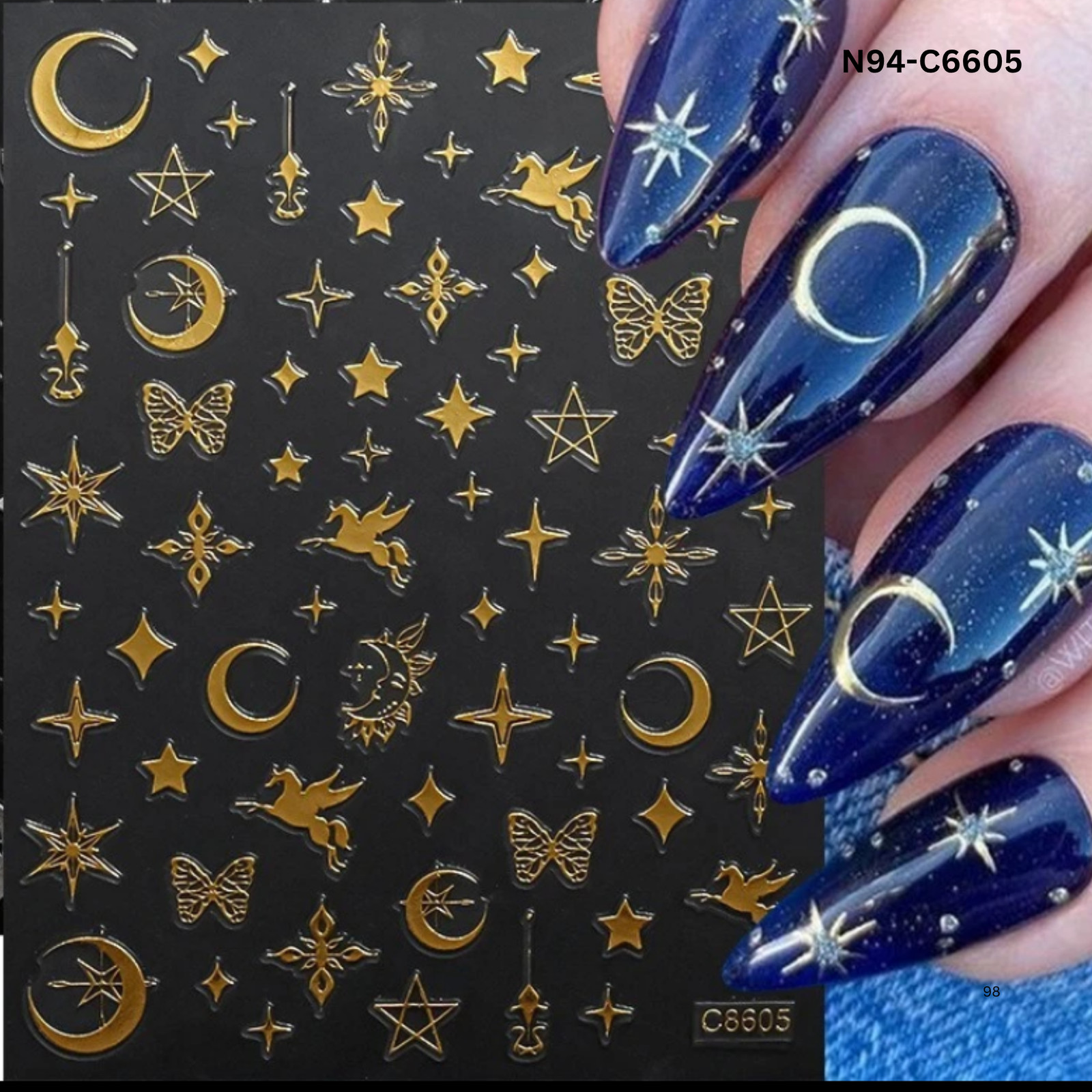 Celestial Nail Art Stickers – Sun Moon Star Nail Decals for DIY & Salon Manicure