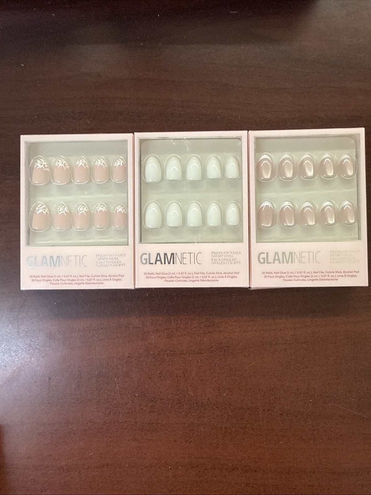 Lot of 3 Sets of Glamnetic Press-On Nails Short Oval