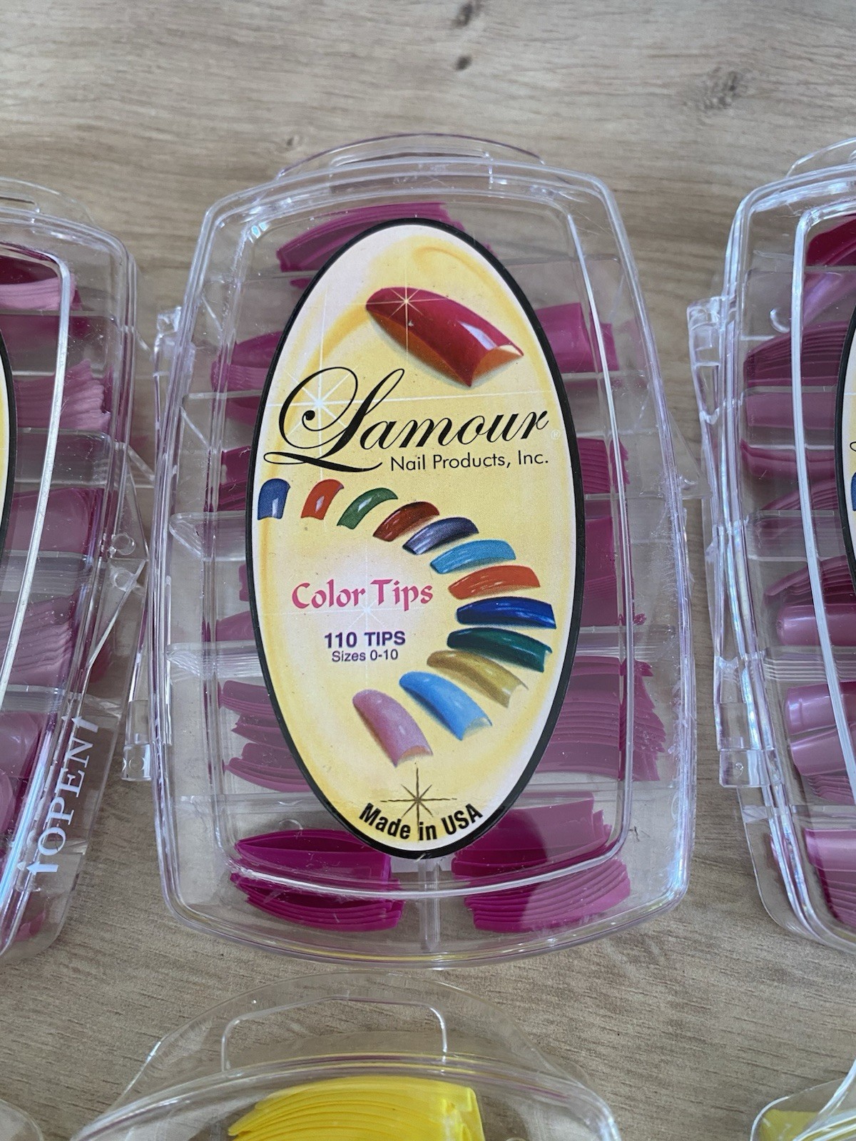 Lamour Nail Products Coloured Tips 5 Yellow 5 Purple 1100 Total USA 0-10