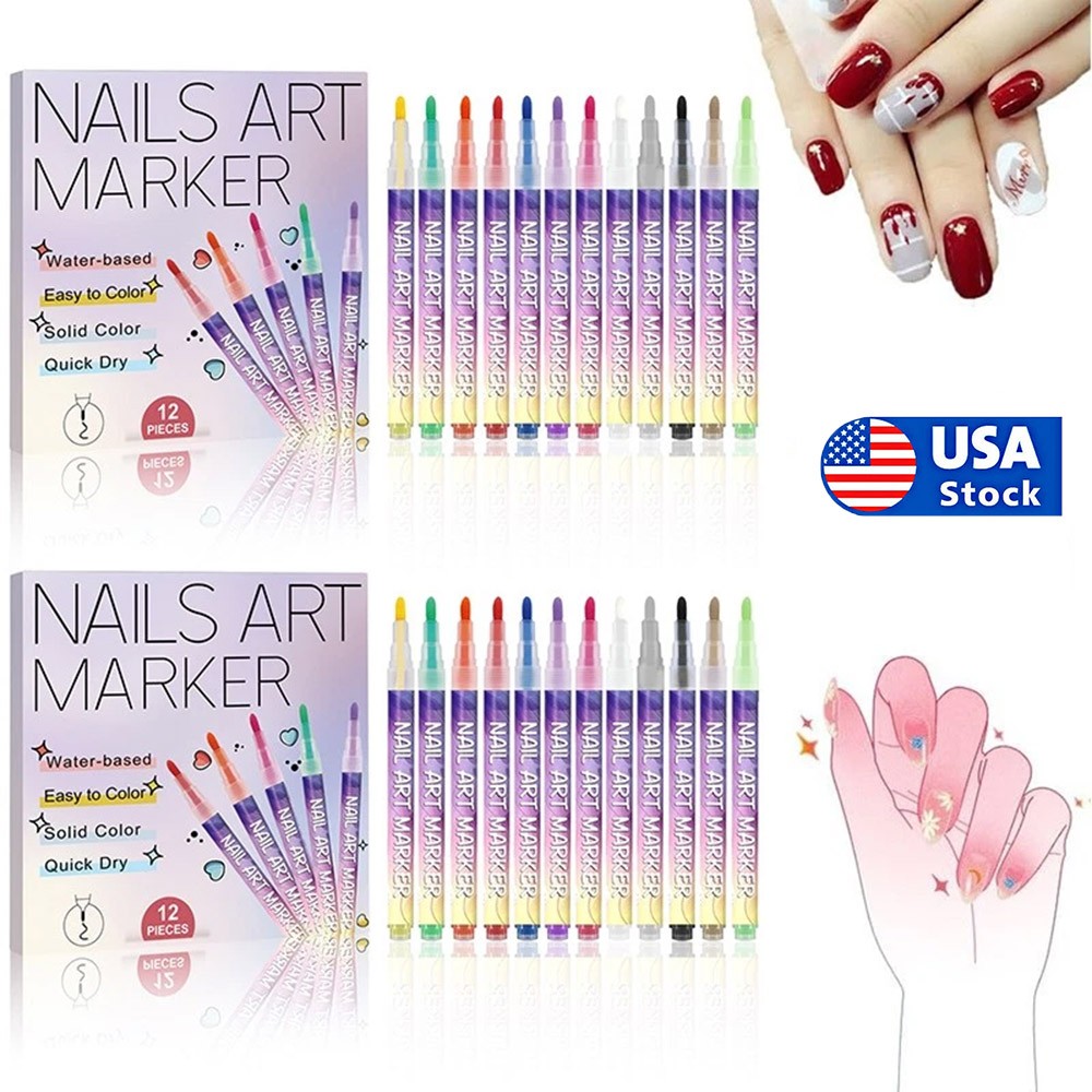 12Pcs/Set 3D Nail Art Drawing Pen Waterproof Painting Liner Drawing EmbellishiJQ