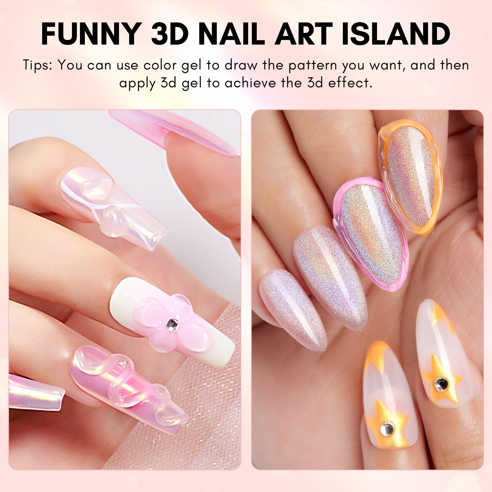 Nail Rhinestone Glue & 3D Gel Kit, & Kit