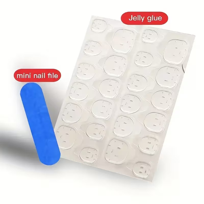 24pcs of Short Square Press On Nails, Glittery French Style, Elegant, Events