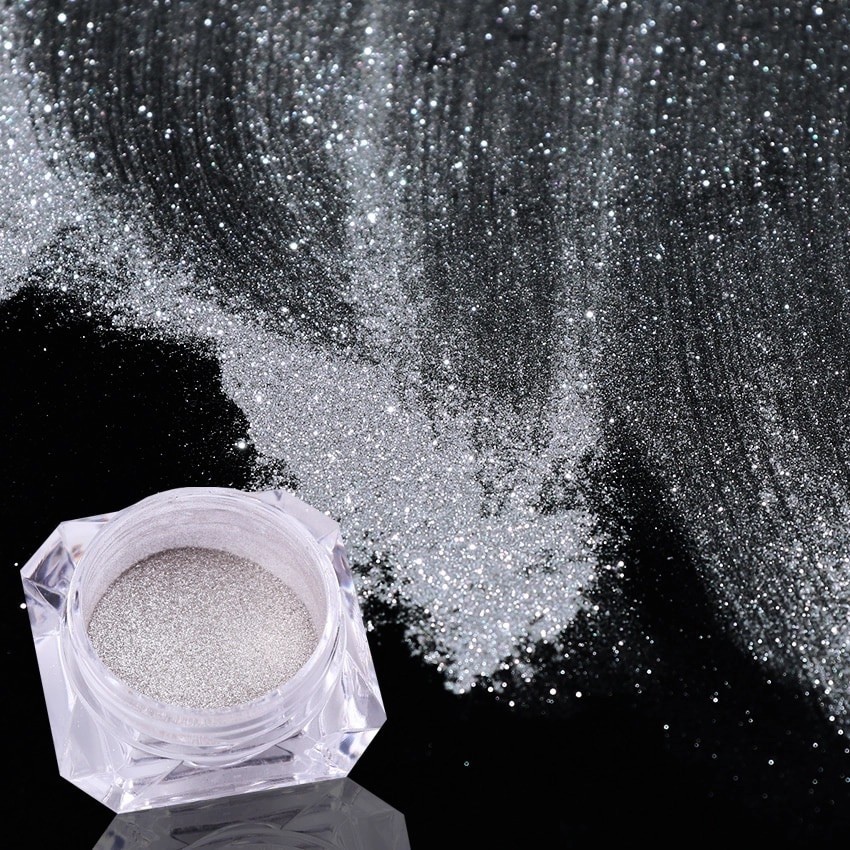 MIRROR NAIL POWDER Silver CHROME for Rose Gold Nails EFFECT Pigment Nail Art R