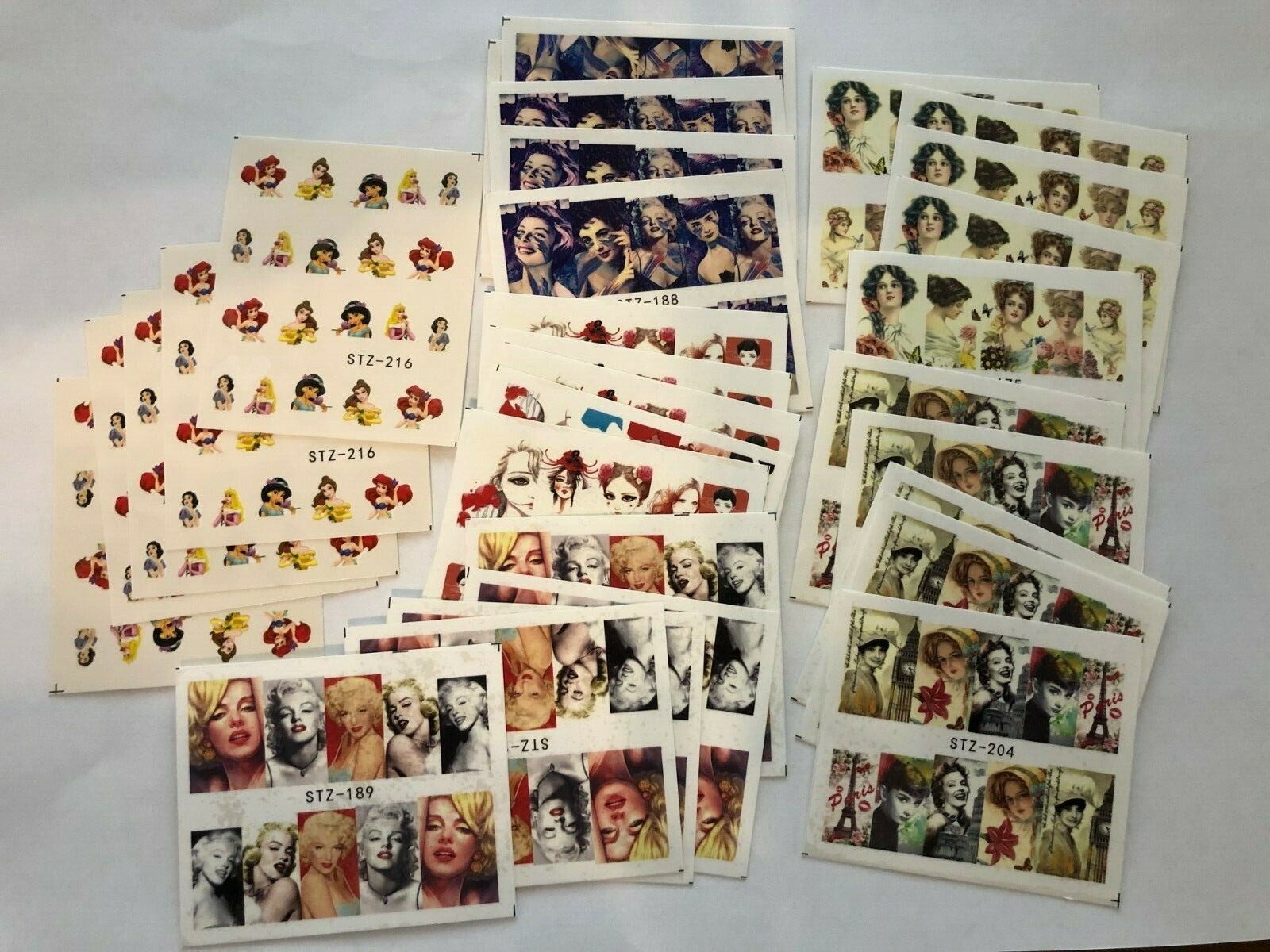 Full Wrap Water Transfers Nail Art Decals Pop Audrey Hepburn Sexy Marilyn NS11