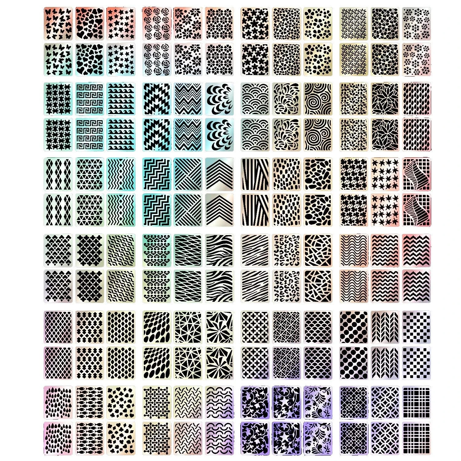 144 Pieces Nail Vinyls Stencil Stickers Set, 24 Sheets 72 Different Designs Cute