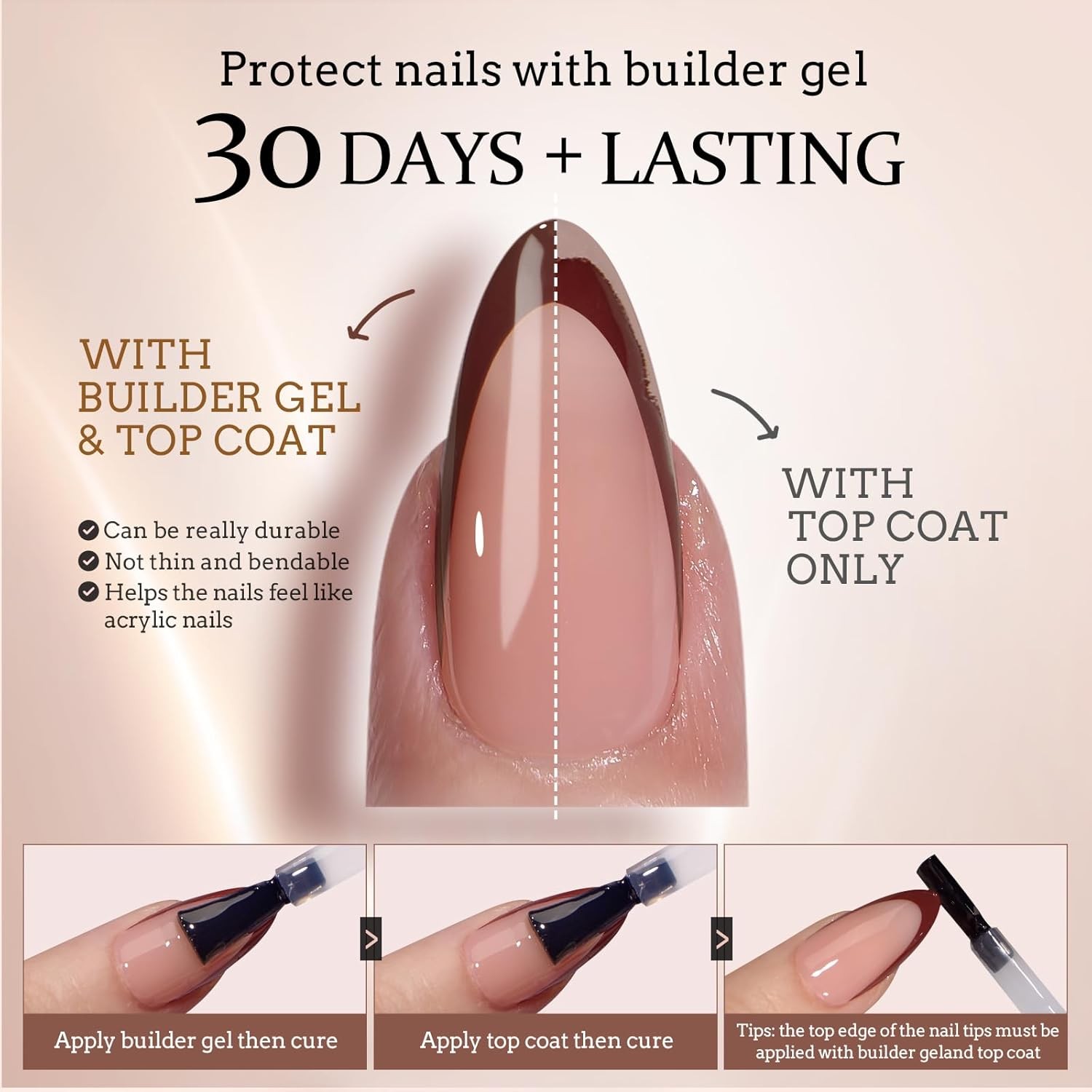 BTArtboxnails French Press On Nails, S Square, Peach