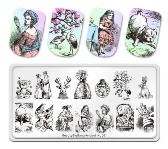 Nail Stamping Plate with Backing and Sleeve Manicure Tool Nail Art Accessory
