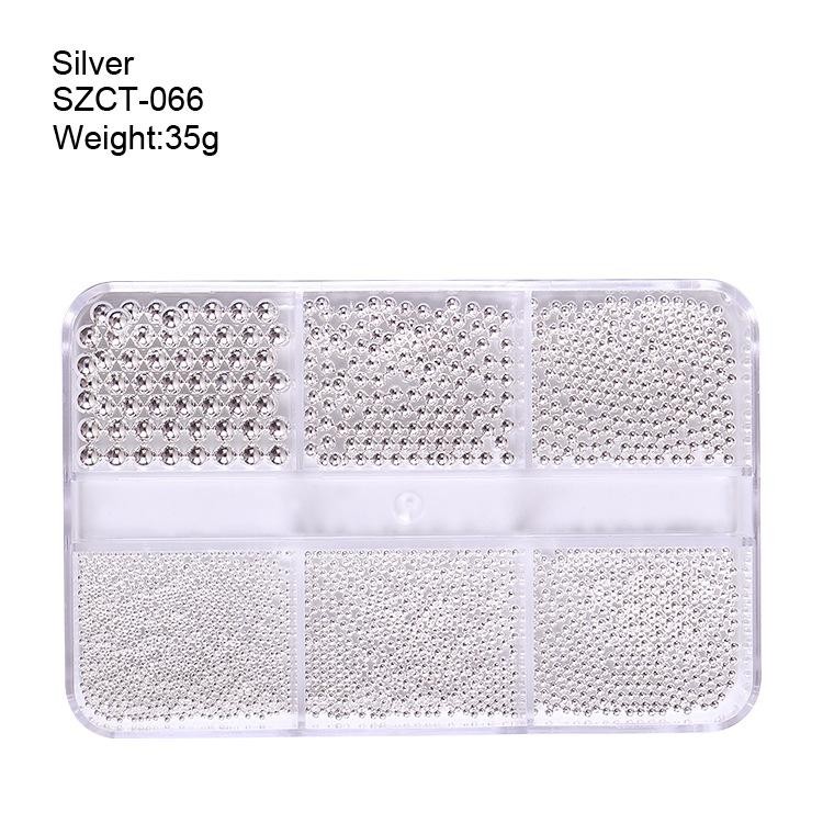 6-Grid 0.8mm-3mm Metal Small Steel Balls 8pcs Set – Mixed Sizes Nail Art DIY