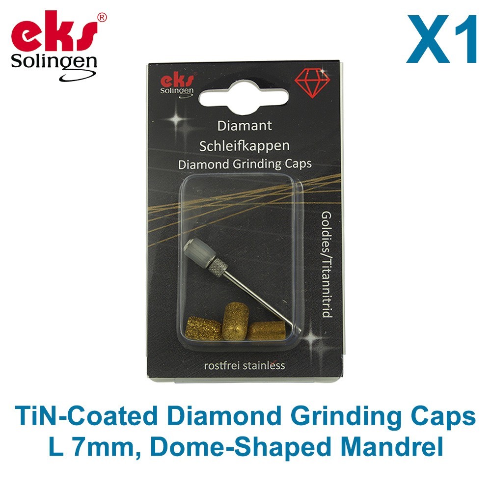 Diamond Sanding Dome Set Grinding Caps 7mm TiN Coating 3 Grit Levels Mandrel