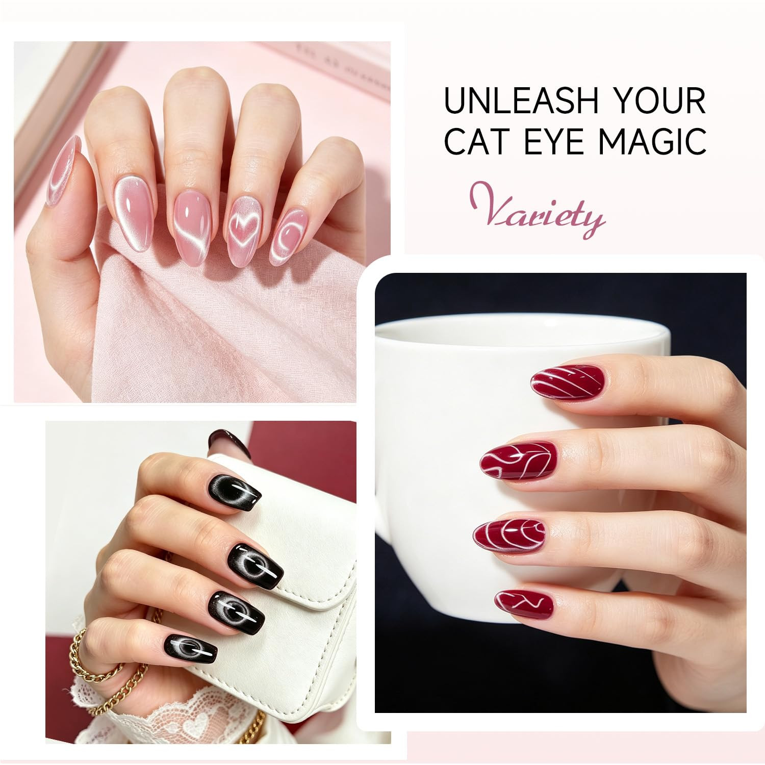 Cat Eye Magnet Set for Nails,17Pcs Cateye Magnet Tools for Cat Eye Gel Polish,Na