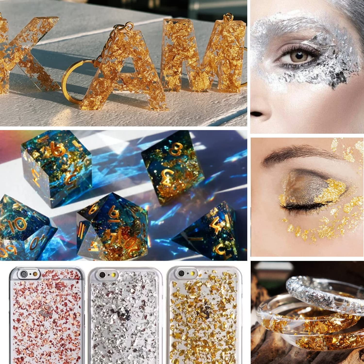 Nail Foil Flakes 4 Bottles Gold Foil Flakes Metallic Gold Foil Set for Nails,…
