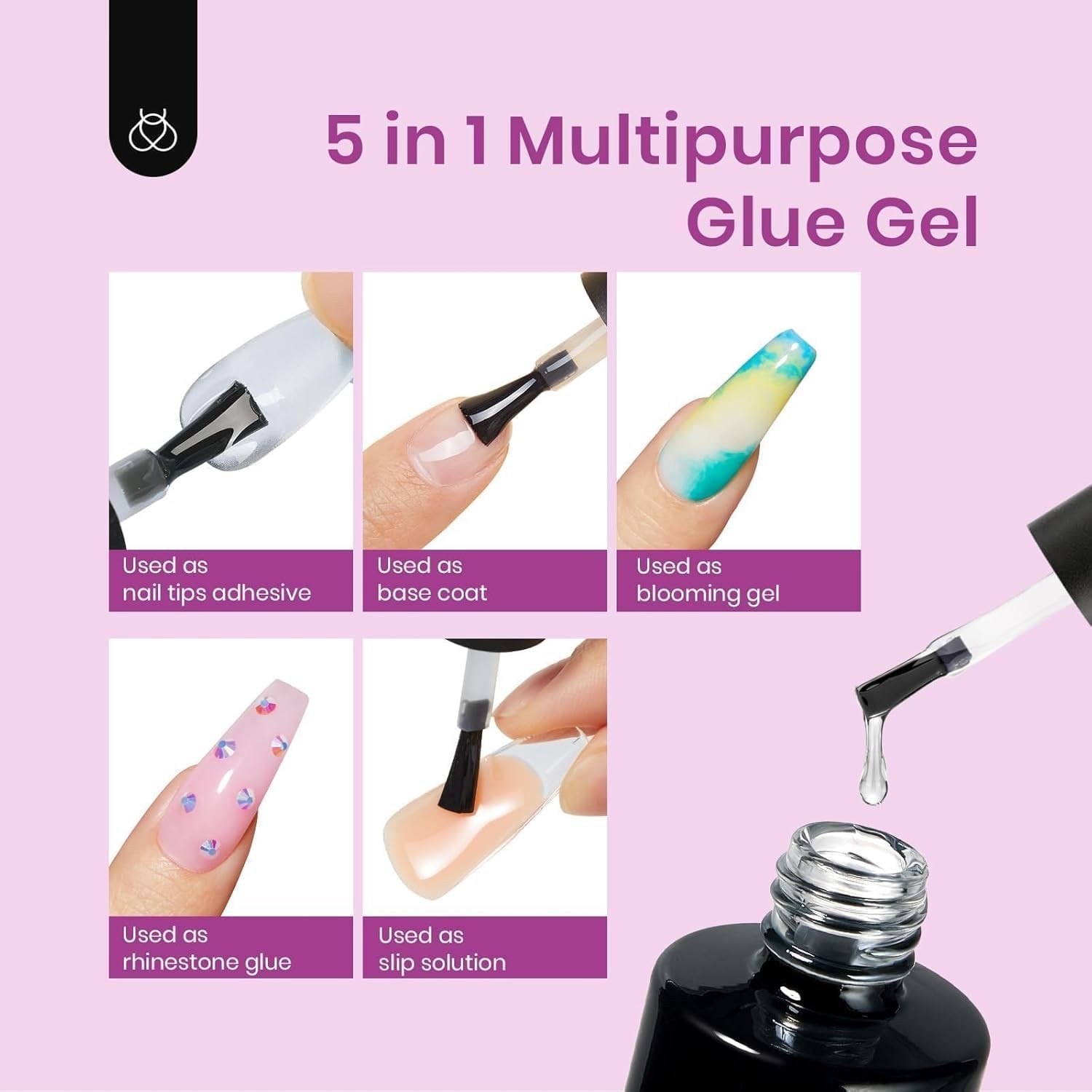 “Beetles Nail Tips 240 Oval Short + UV Lamp + 5in1 Glue 💅 Easy Gel Kit Women “