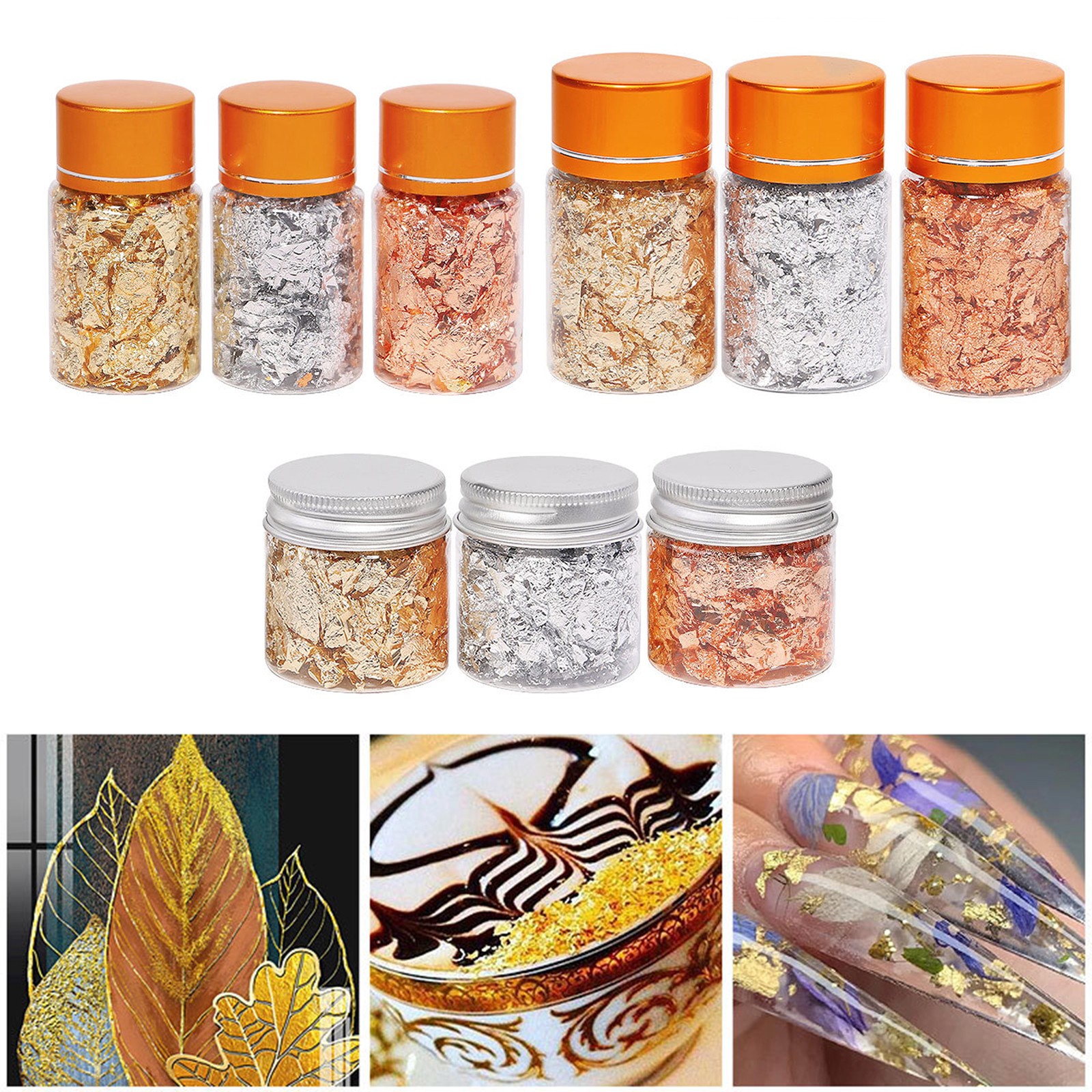 1-3 Bottles Golden Foil Flakes Gilding Flakes Made Of Tinfoil For Metallic MVML