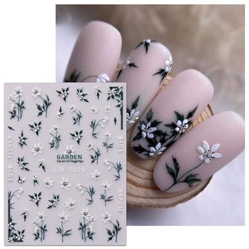6 Sheets 3D Embossed Spring Flower Nail Art Stickers Decals Self-Adhesive