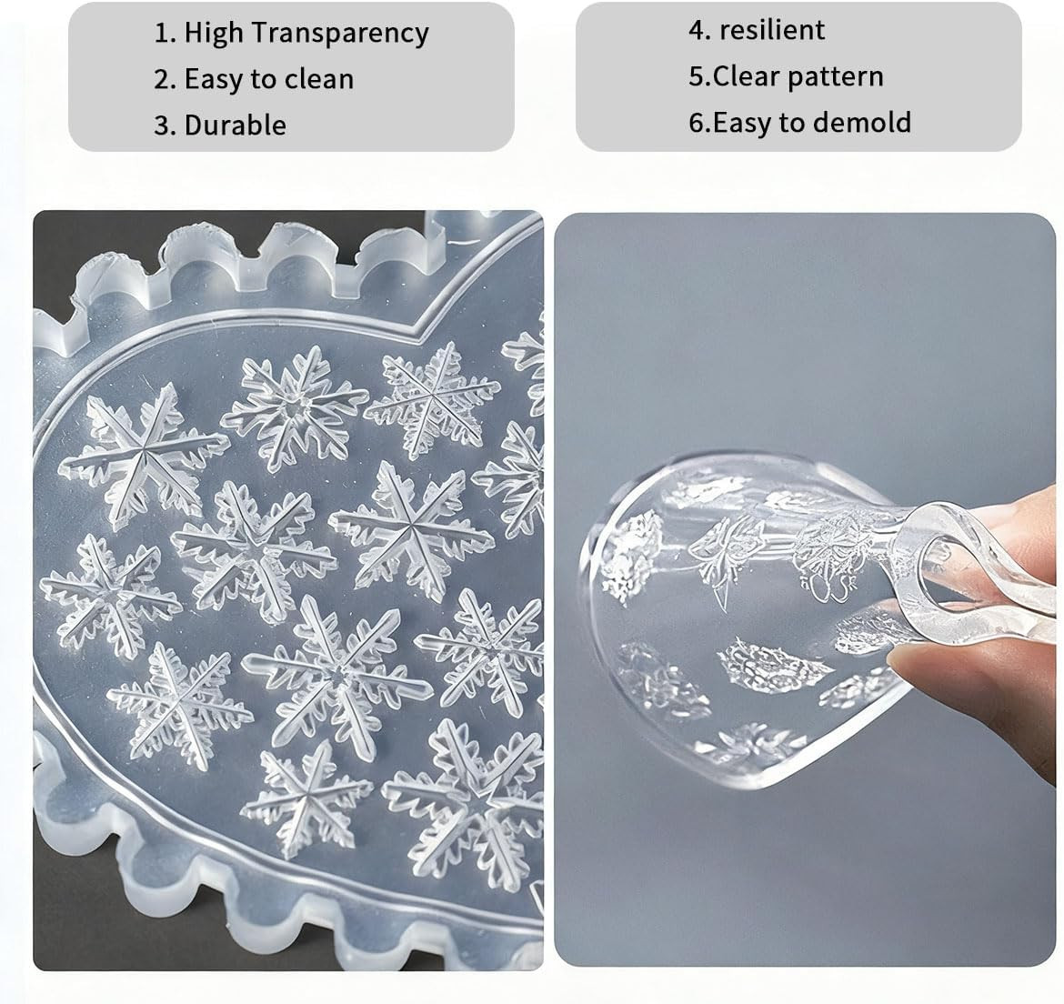 5 Pcs 3D Christmas Nail Art Molds, Silicone Nail Art Molds Resin Epoxy Charms fo