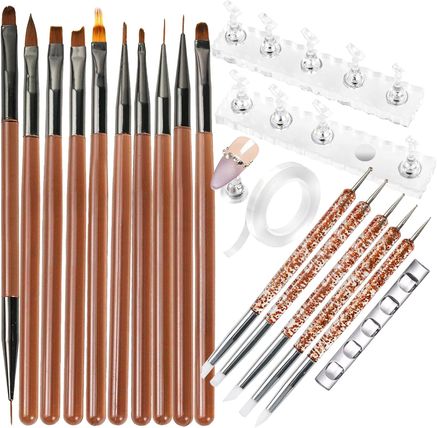 Nail Stand for Press on with Nail Art Brushes Nail Holder for Painting Practice
