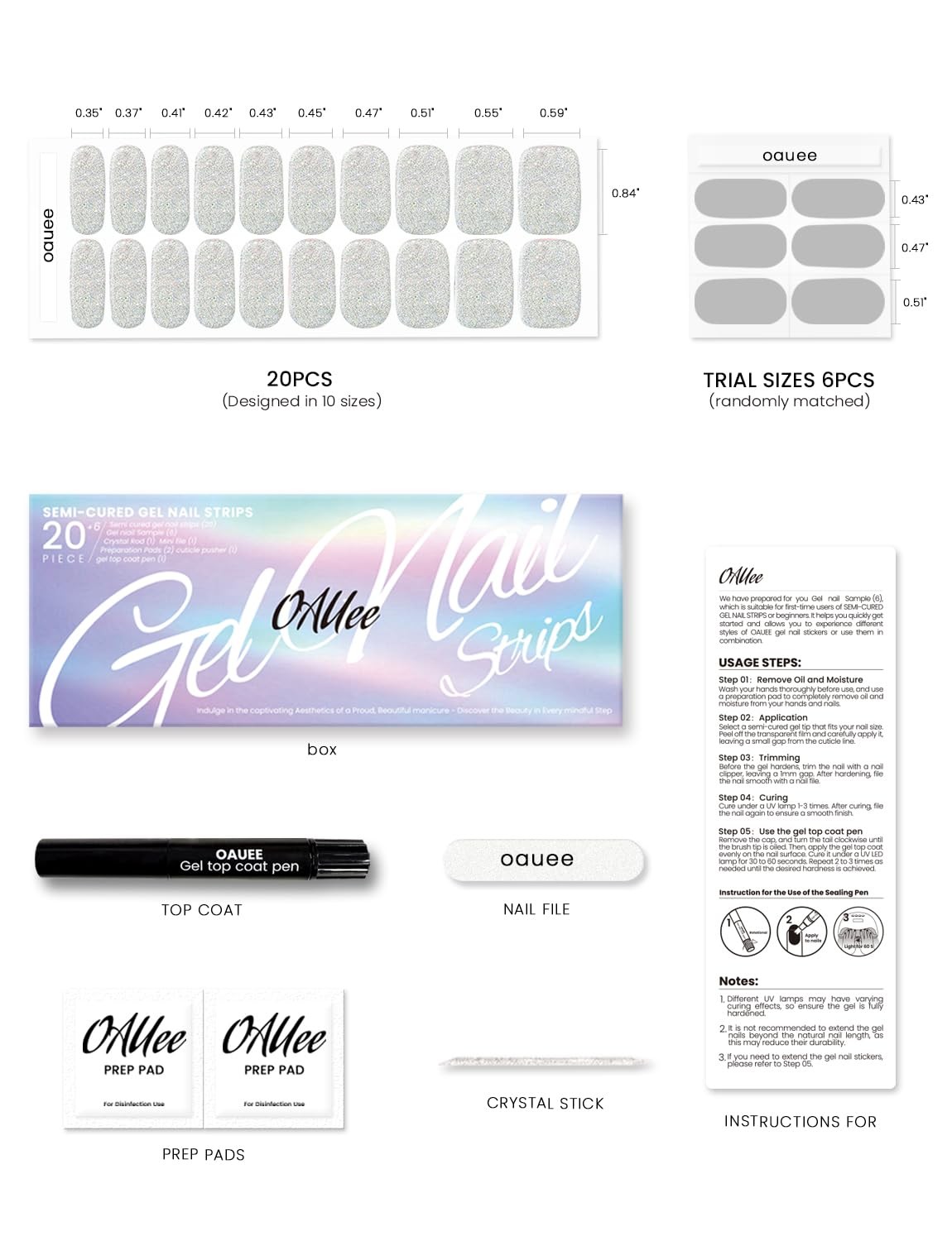 Semi Cured Gel Nail Strips | Built-In Gel Top Coat | UV Light Required | Salo…