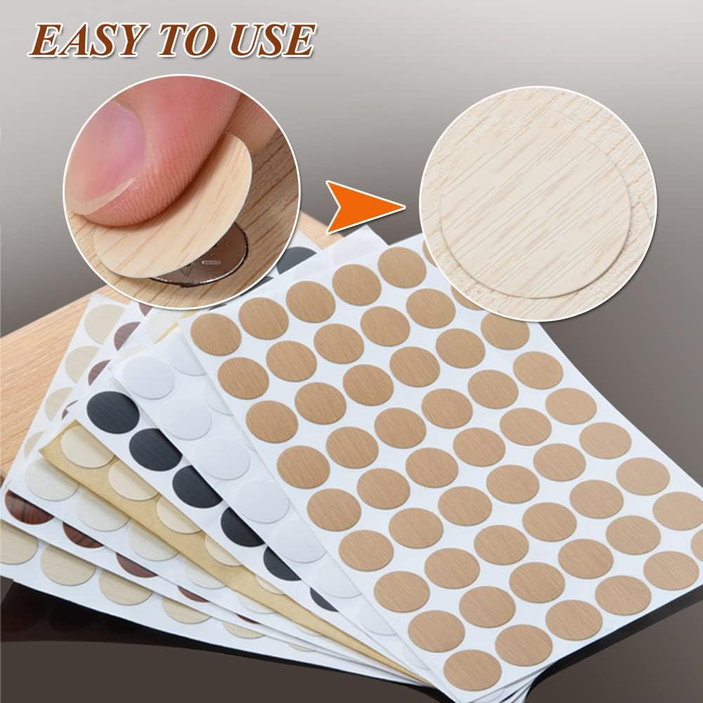 21Mm PVC Screw Hole Cover Cap 378Pcs Wood Grain Furniture Stickers | 21Mm Self-A