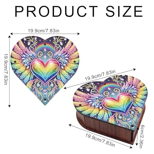 DIY Diamond Painting Storage Box Kit – Heart-Shaped Wooden Special Heart Wing