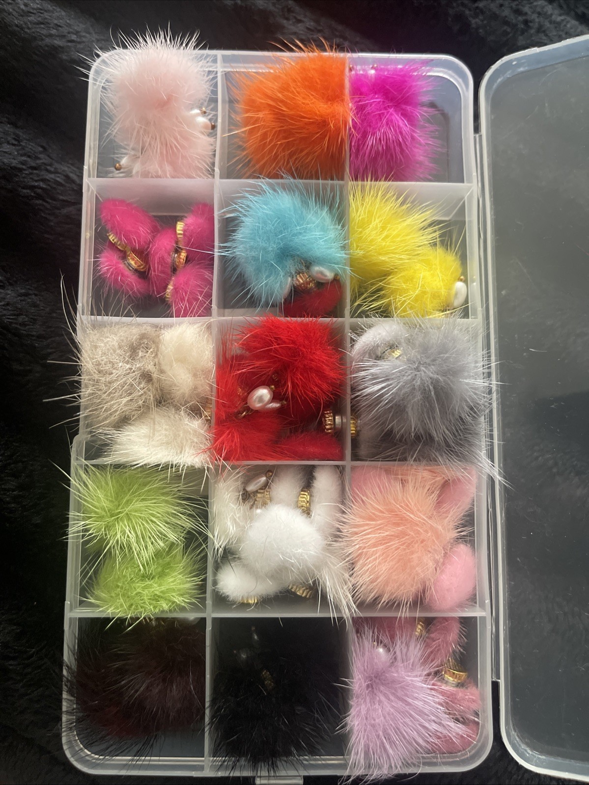 24Pcs Detachable 3D Nail Plush Faux Fur Balls Removable Nail Art Fluffy Pom Ball