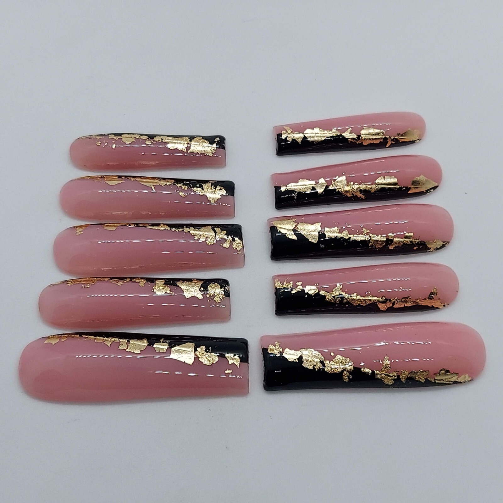Black and Gold Elegant French Nude Press on Nails