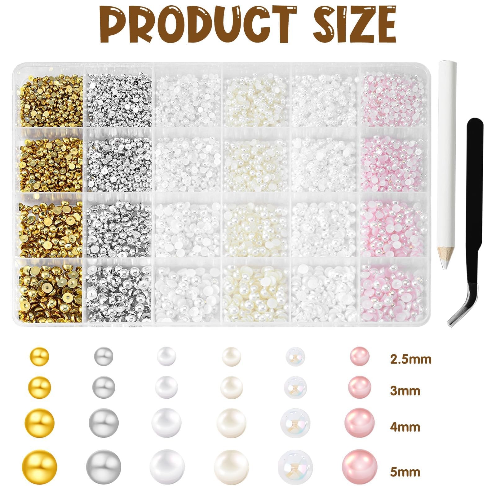 10000Pcs Nail Pearls, Flatback Pearl Charms for Nails Design in 6 Colors & 4 …