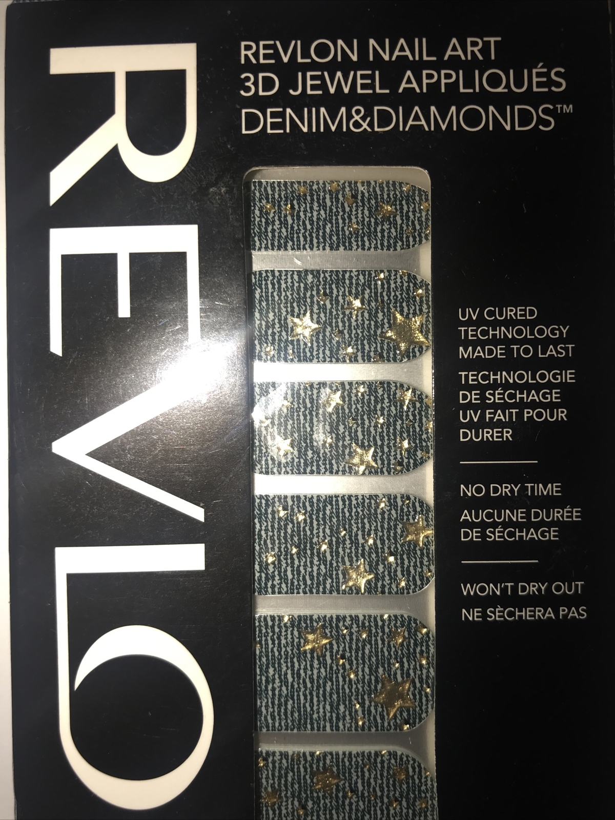 REVLON*Nail Art*3D JEWEL APPLIQUES~18 DENIM&DIAMONDS~#05 STAR-STUDDED~NEW~BOXED