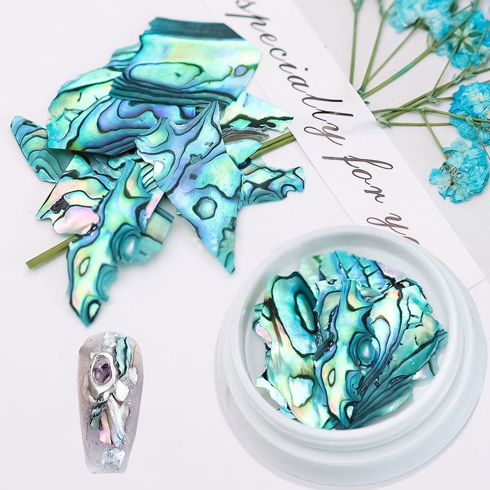 2Pcs Nail Art Sequins Natural Seashell Texture Irregular Thin Abalone Slice