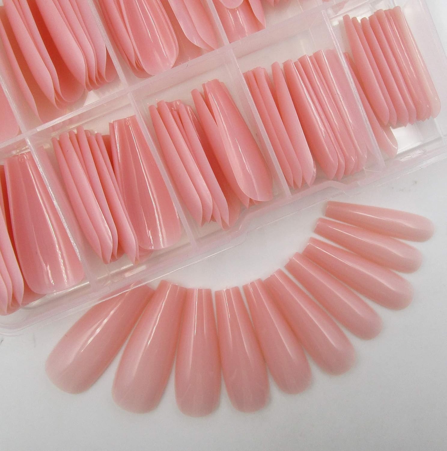 100pc Colored Coffin Press on Nails Long Nude 100 Count (Pack of 1),