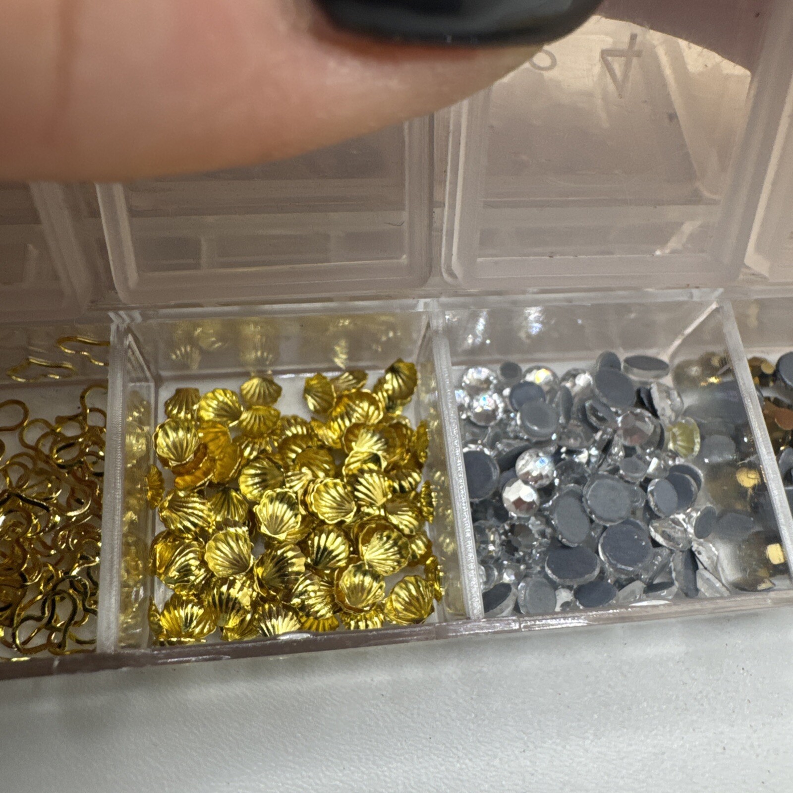Mix Size Nail Art Gold, Silver stars hearts Glitter Foil, Crystal Gems Decor