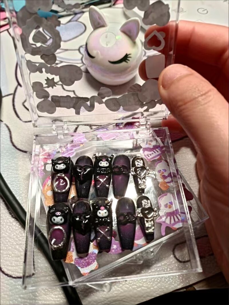 Kuromi handmade acrylic Press On Nails manicure instant faux nails