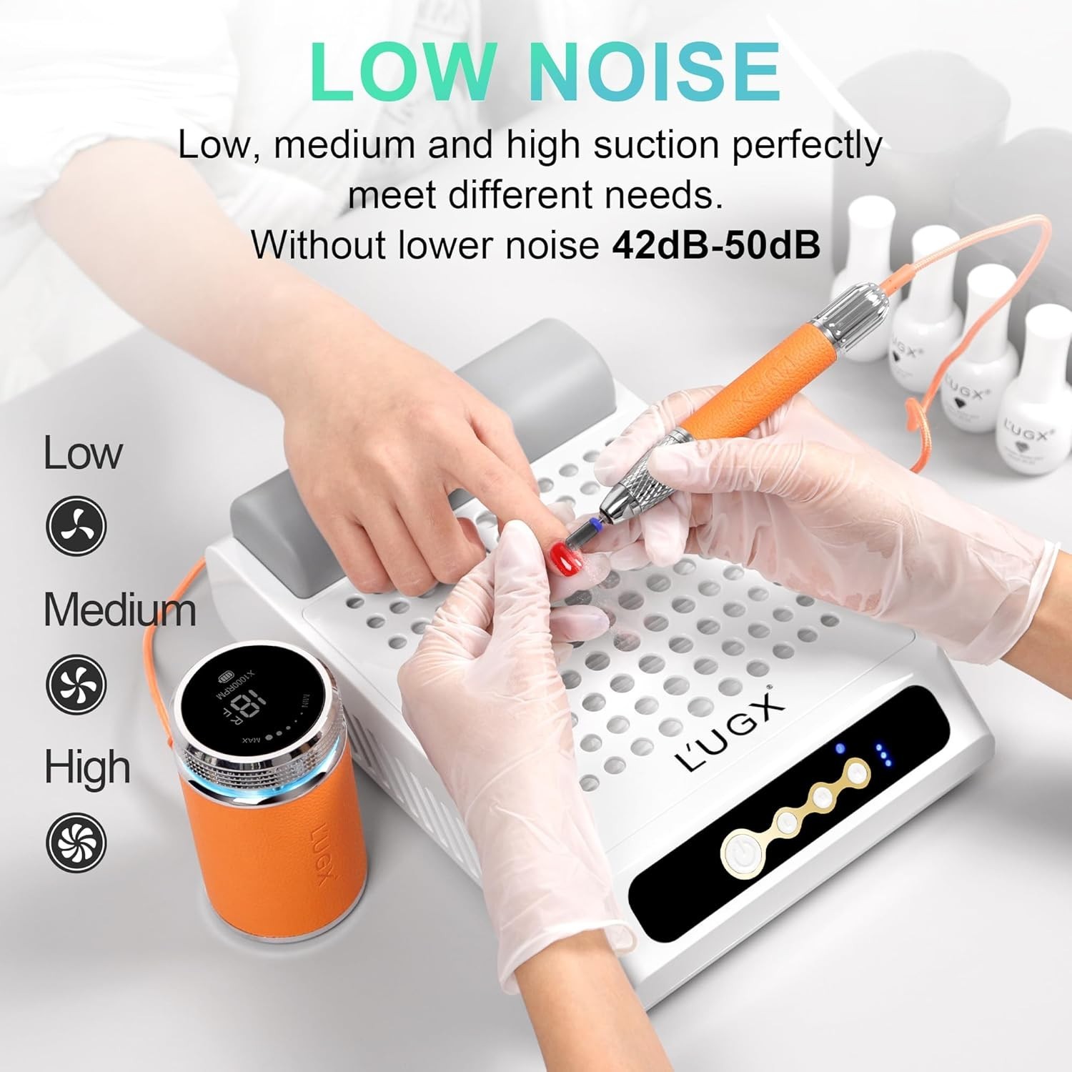 Portable Nail Dust Collector with Heat Dissipation & 2 Reusable Filters Included