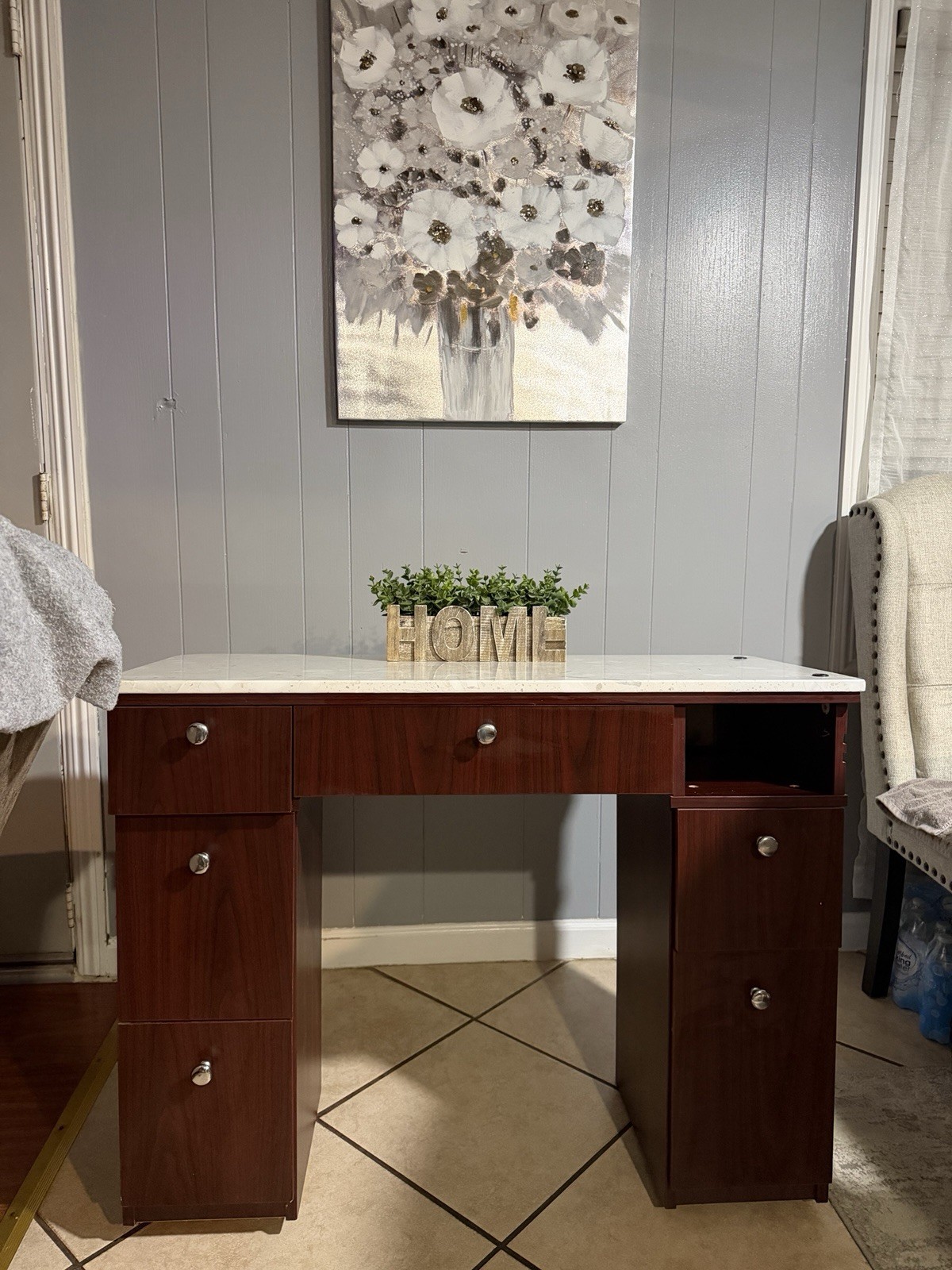 Real Marble & Wood Nail Table $1000 Retail – $500