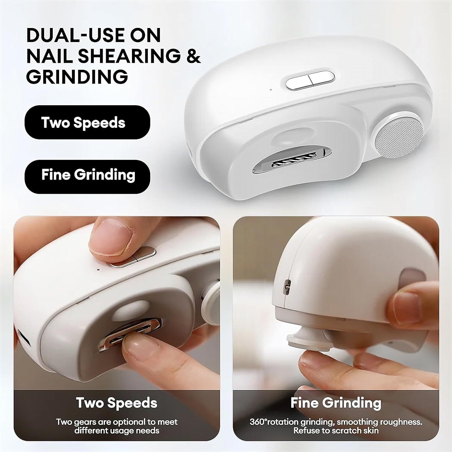 Electric Nail Clipper 2 in 1 Automatic Nail Trimmer Nail Polisher for Adults Kid
