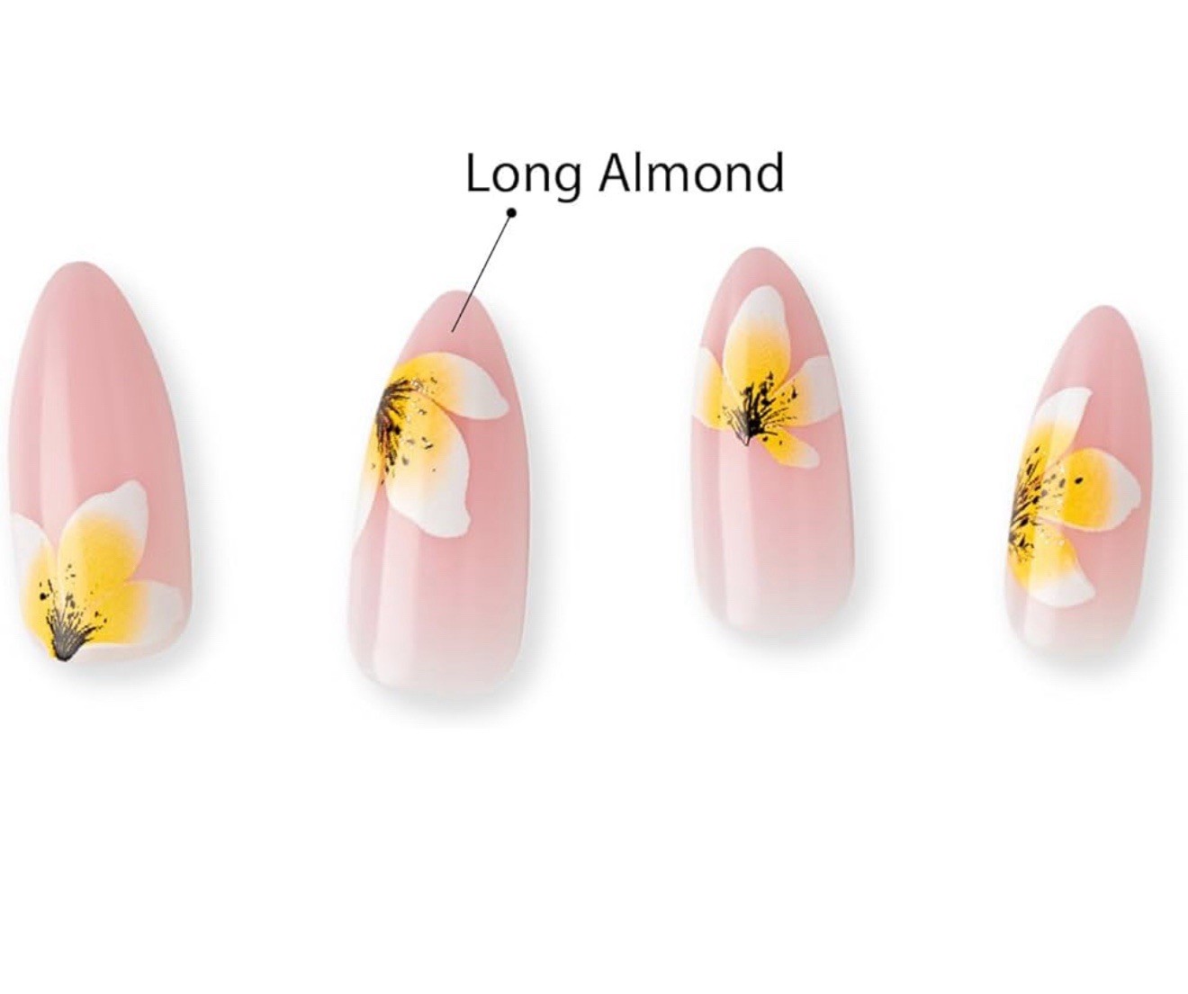 GoldFinger Trendy False Nails Kit, Long Almond Shape Design Nail, Pink