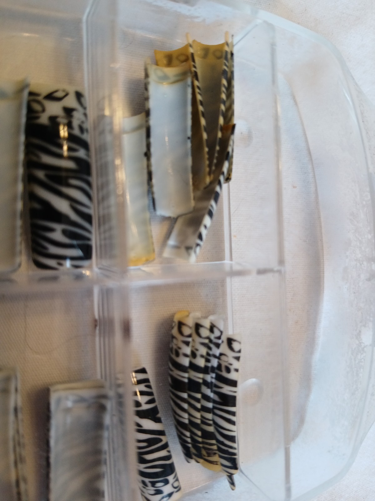 age! Remnant ~75 FAKE PLASTIC SQUARE FRENCH NAIL TIPS ART WHT BLACK ZEBRA JAGUAR