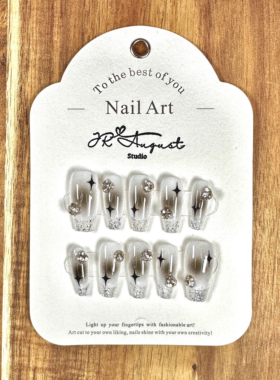 press on nails handmade Silver Space S M L