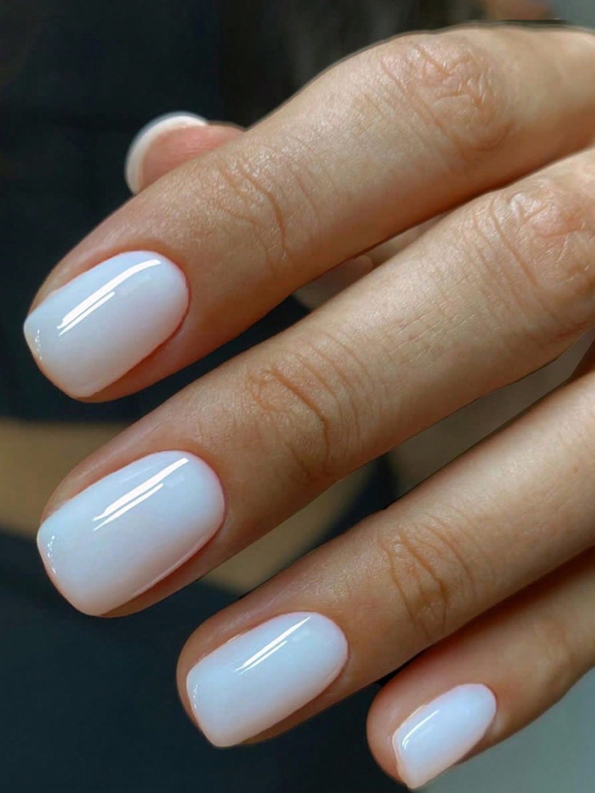 24pcs Short Milky White Solid Cover Fake Nail Kit Press On Nails False Nails