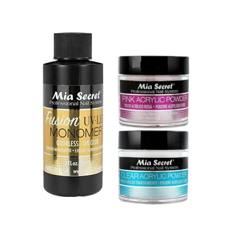 Mia Secret 2oz Fusion UV/LED Odorless Monomer&2/4 @1oz ea ACRYLIC POWDER (PWMC)