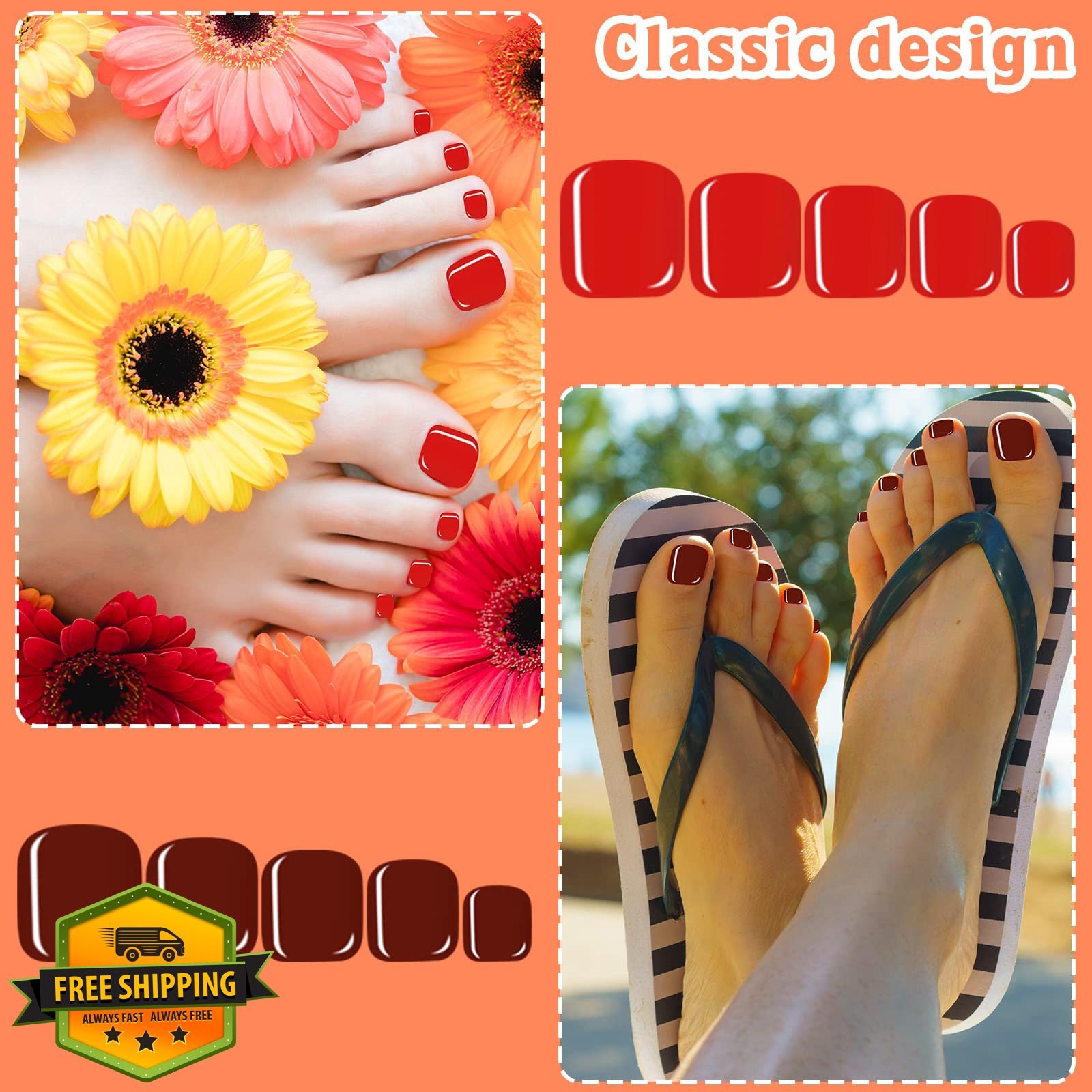 Maitys 720 Toe Nails Square Fresh Color