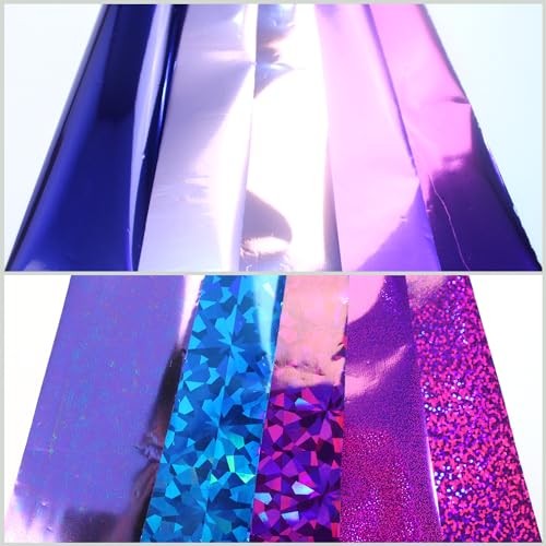 10 Rolls Nail Foil Transfer Sticker Kit Nail Foil Sheets Solid Color Purple